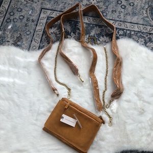 Anthropologie Chestnut Leather and Suede Two-Way Purse NWT